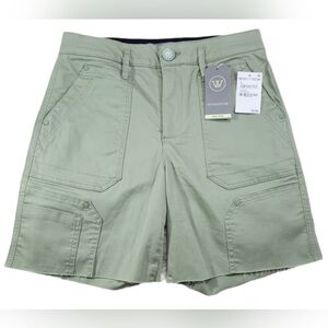 Wit & Wisdom 7" Inseam Utility Shorts Raw Hem High Rise Ab Solution Pistachio 4